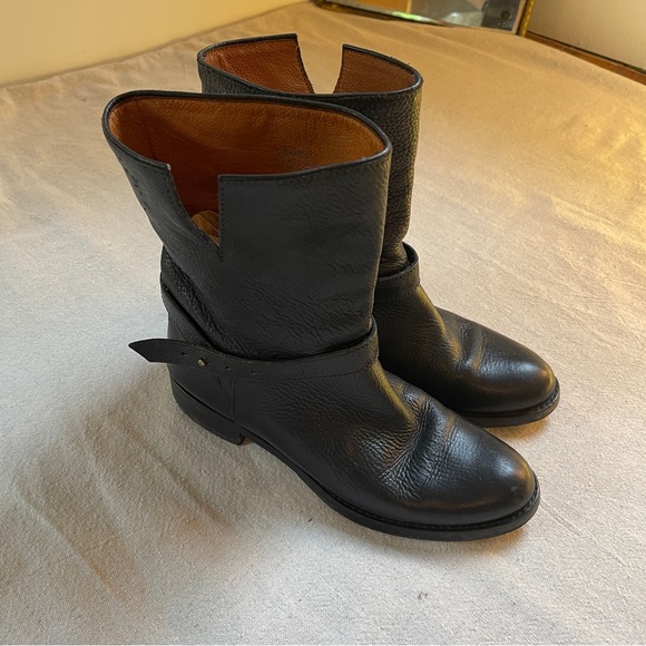 J. Crew Black Leather Ankle Slouch Engineer Boots, Size 7.5 - Picture 9 of 10